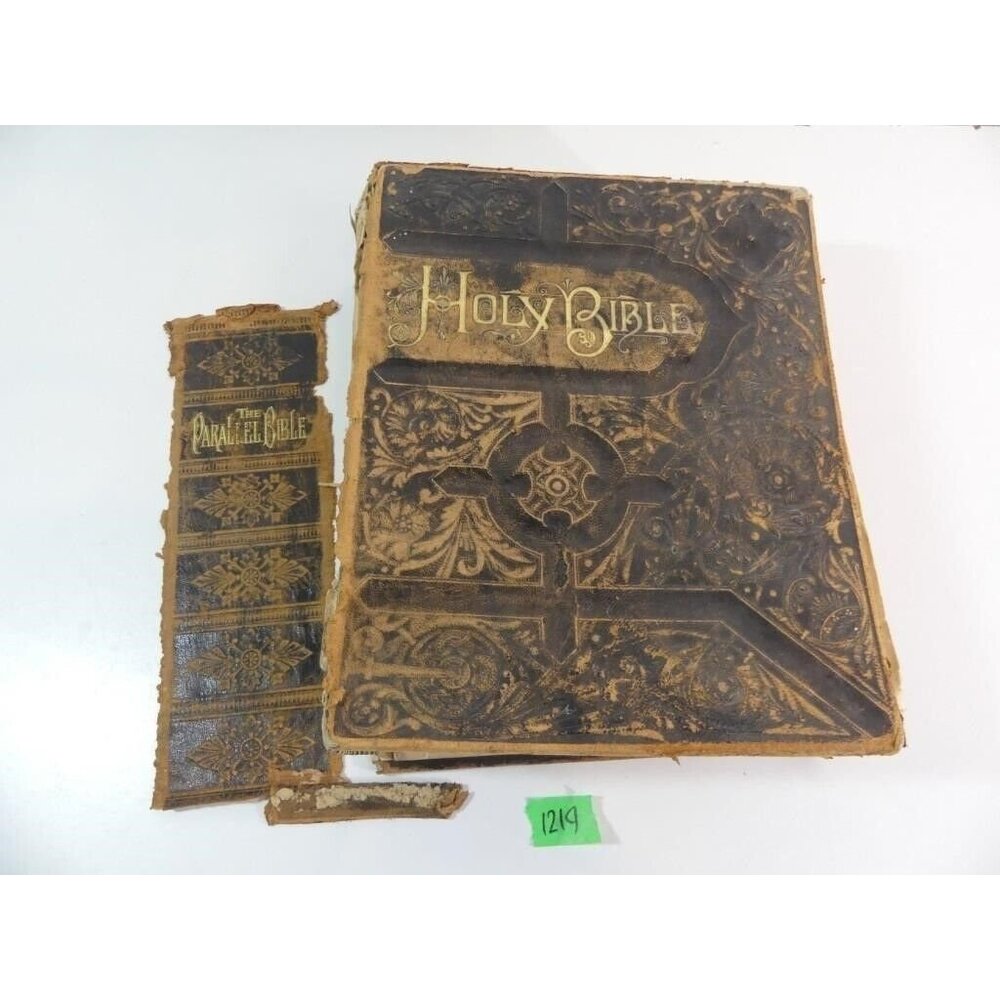 Antique Holy Bible Parallel-Column Edition - Oxford & Cambridge RARE